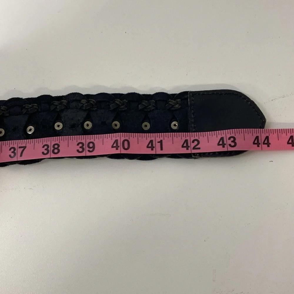 Coldwater Creek Genuine Leather Braided Belt Size Large‎ Black